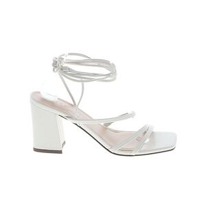 Elegant White Strappy Block Heel Sandals